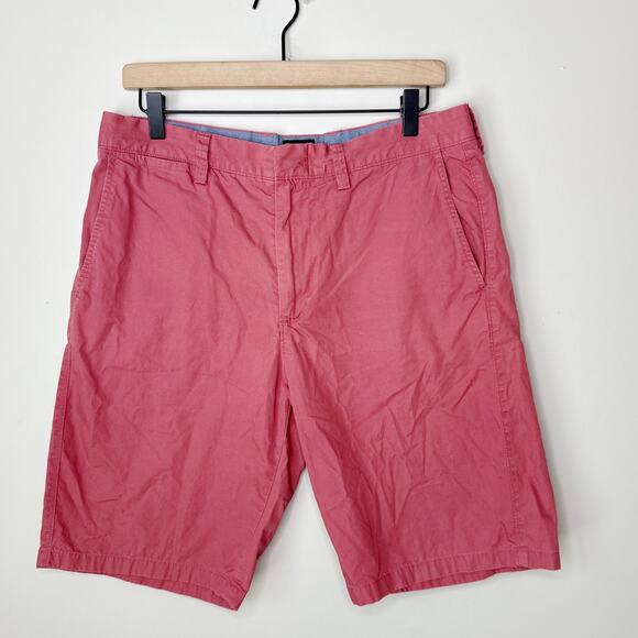 J.Crew Club Men's 10.5" Washed Red Cotton Flat Front Shorts SZ 32 Preppy‎ Summer - Picture 1 of 7